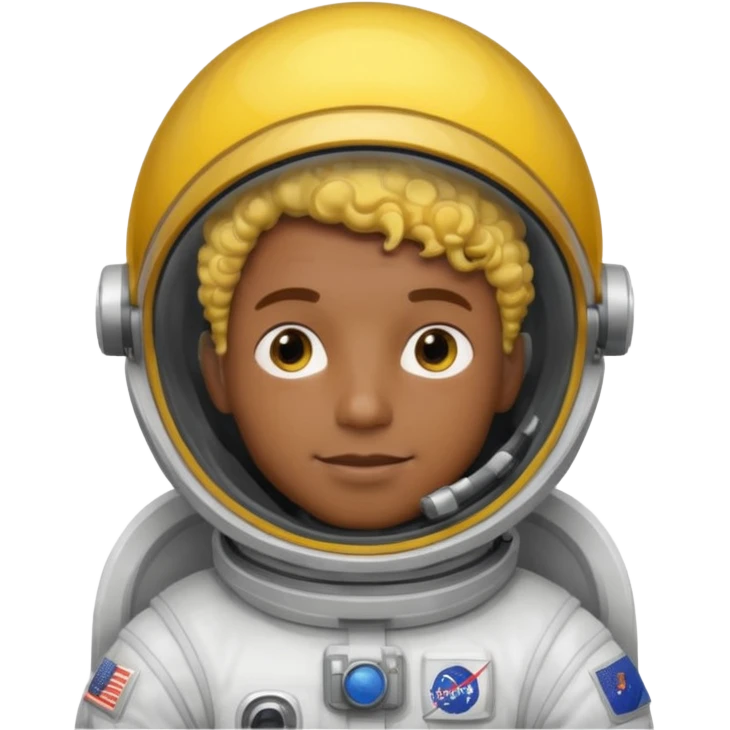 Astronauts, Young, male, dark skin, yellow curly hair emoji