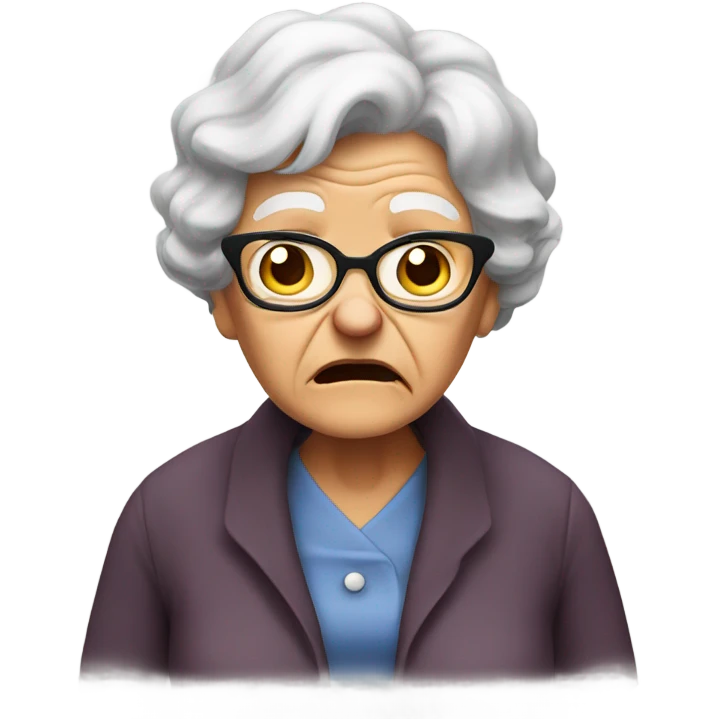 angry grandma can't hear cup her hand to her ear emoji