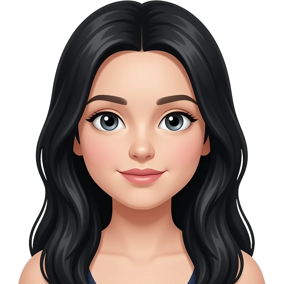 Emoji of a white girl with long black hair emoji