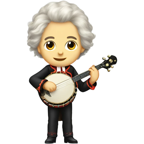 Wolfgang Mozart chibi wig standing young 5-string banjo emoji