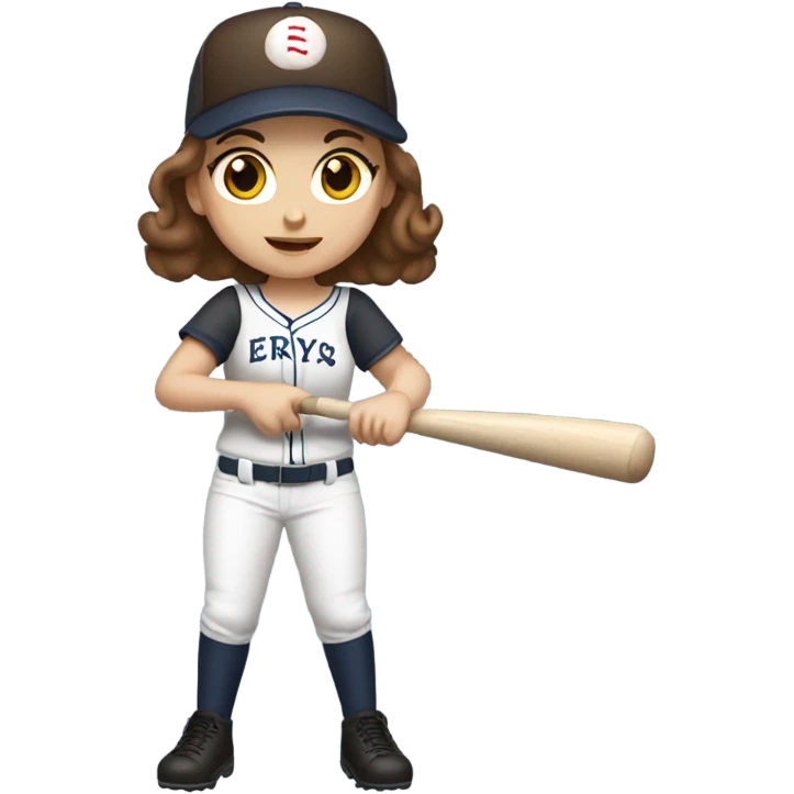 White brunette girl playing baseball emoji