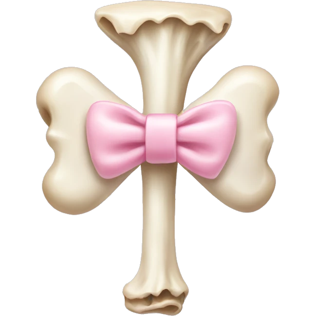 Bone with light pink bow on it emoji