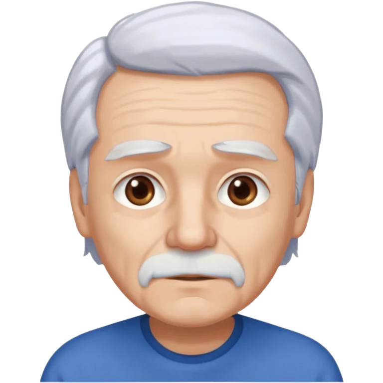 abuelo con pelo blanco, ojos cafés y ropa azul emoji