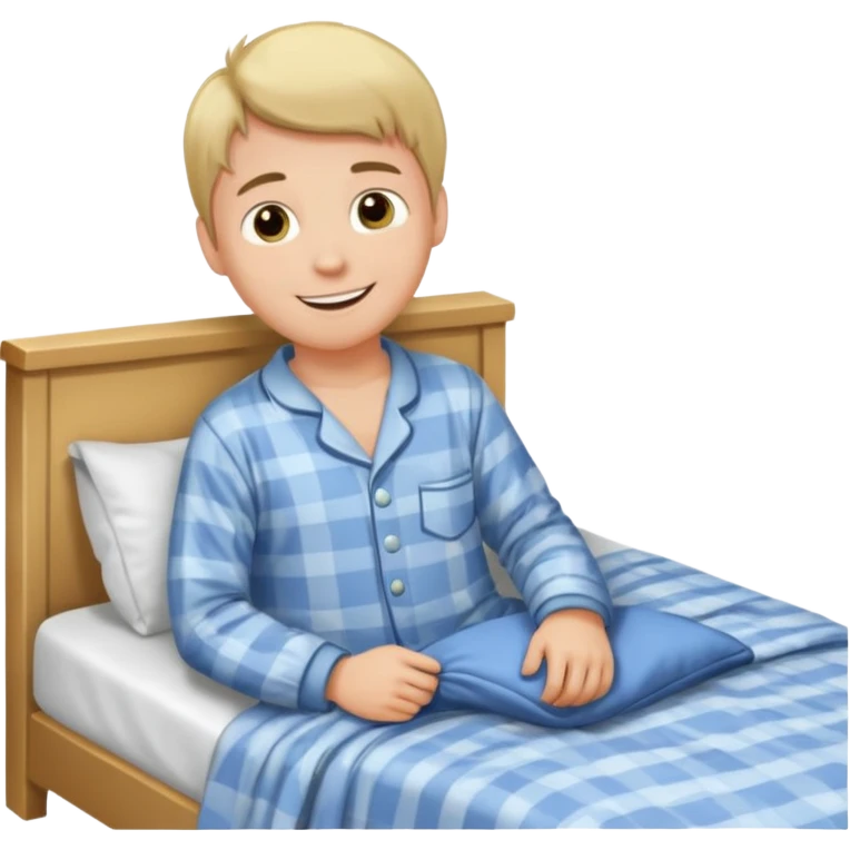 emoji- of a smiley boy getting up from a bed emoji