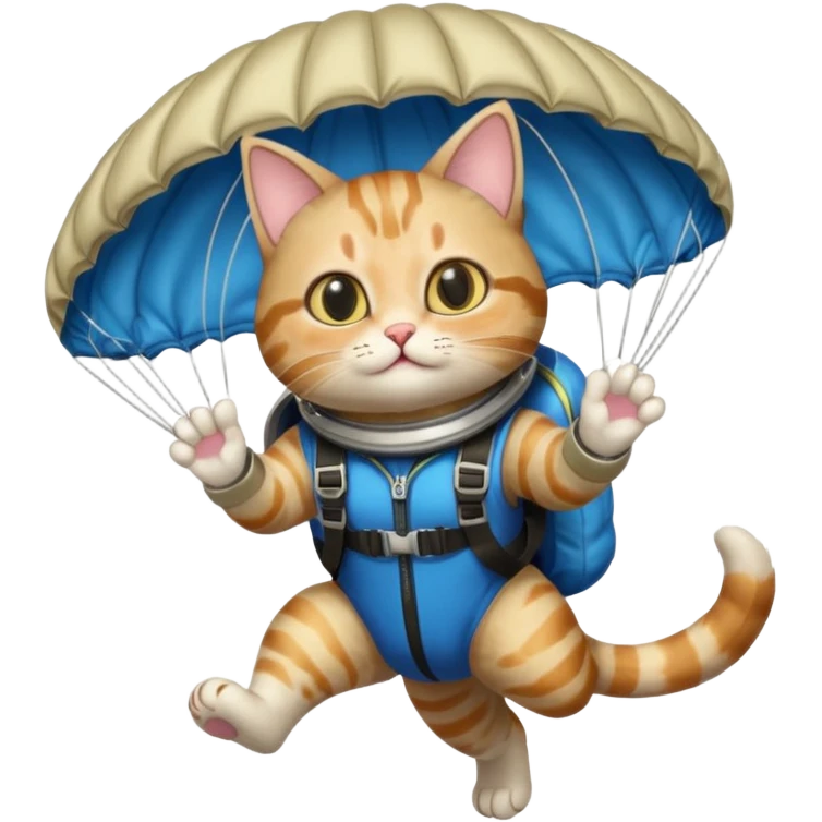 Skydiving cat with parachute and UFO emoji