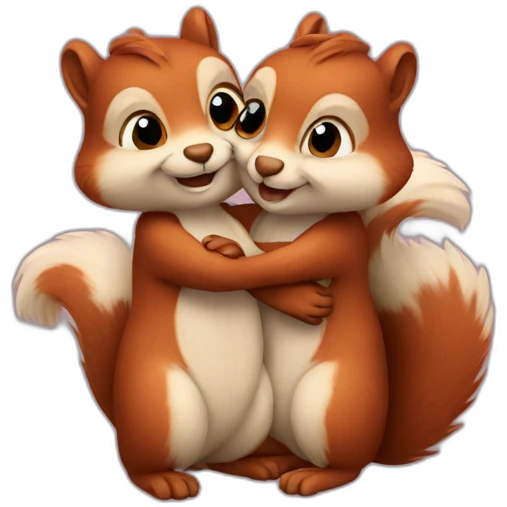 two squirrels hugging emoji
