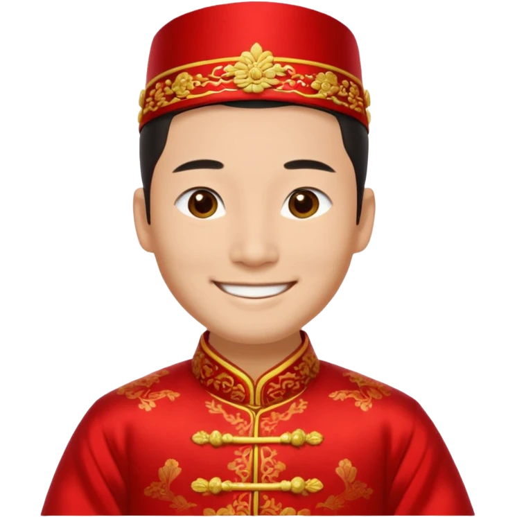 Chinese groom, traditional, culture of chinese, smiley on face. emoji