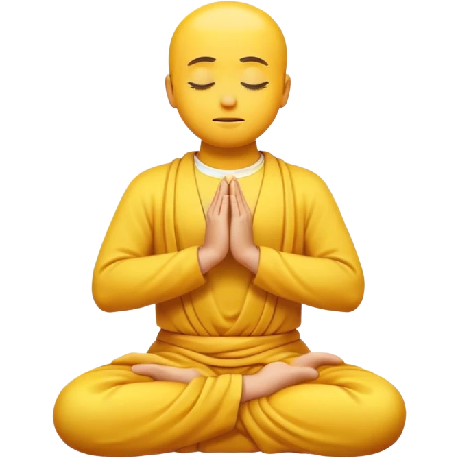 classic yellow emoji meditating, floating slightly above the ground, calm face emoji