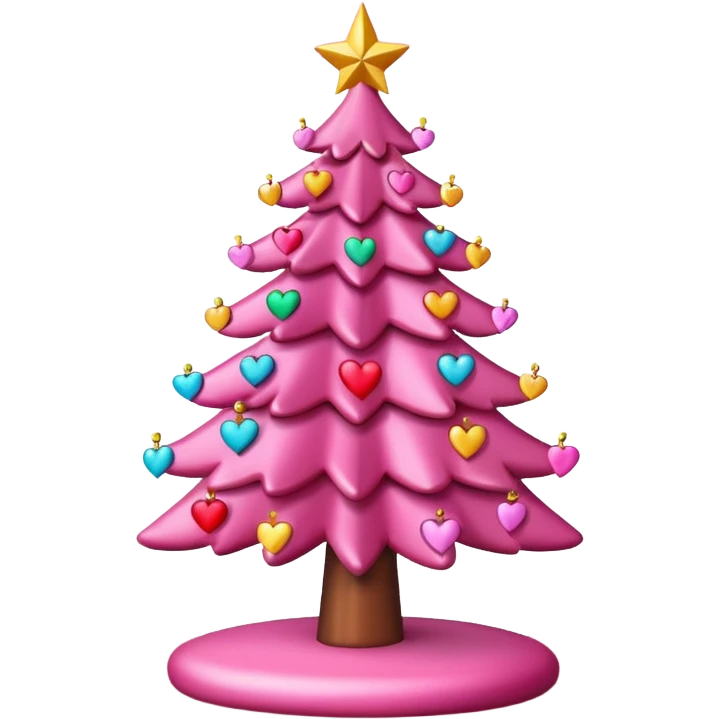 pink Christmas tree with hearts on the surface emoji