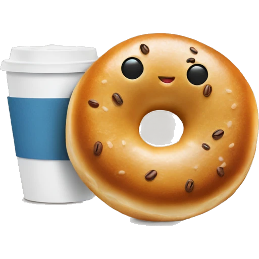 Bagel and coffee happy emoji