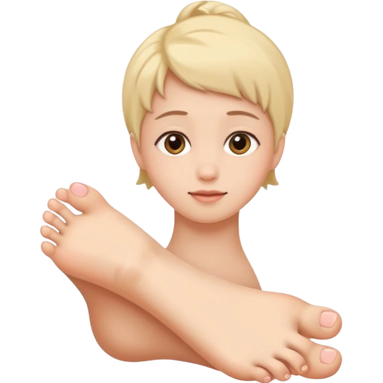 Innocent face with feet cute emoji