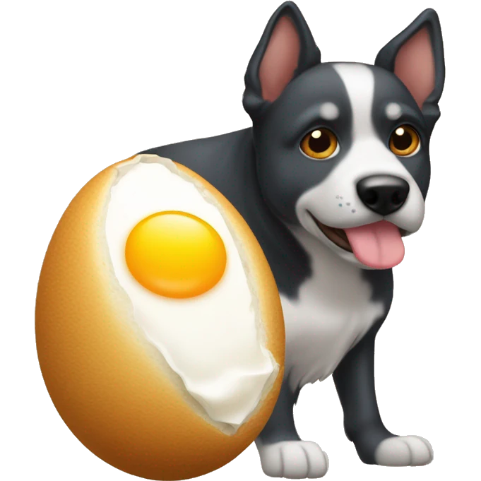 Perro orejon con un huevo en la cabeza  emoji