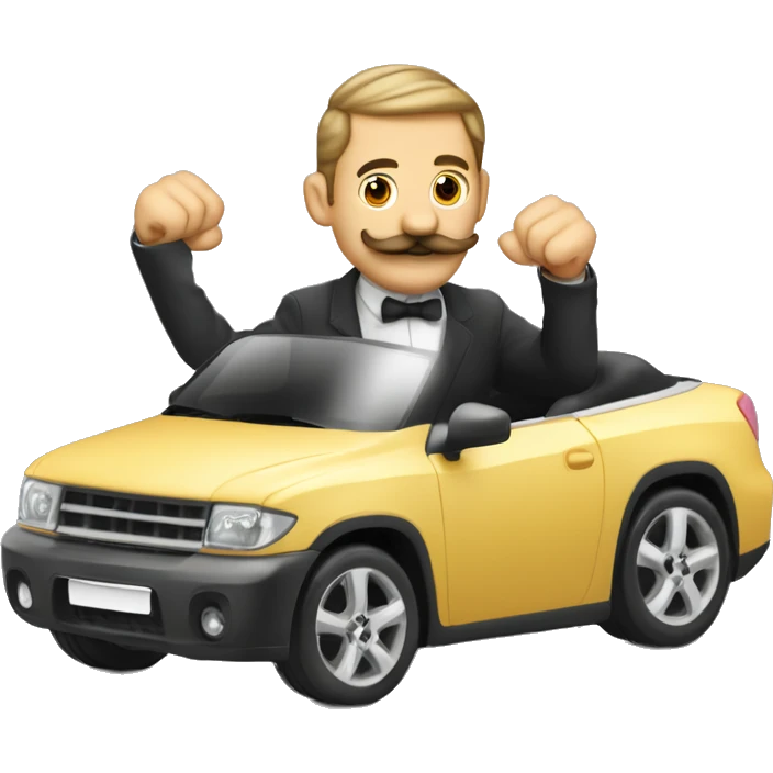 Coupe sur le coter moustache carré et la main droite levé  emoji