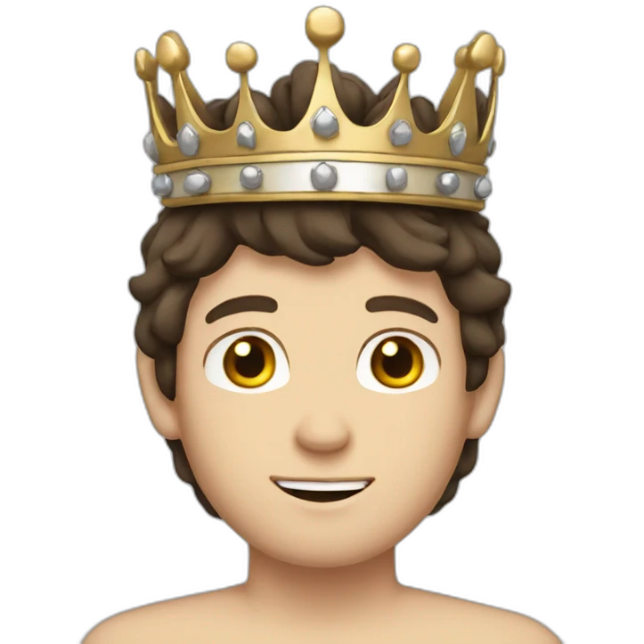 wawy dark brown hair white boy with a crown emoji