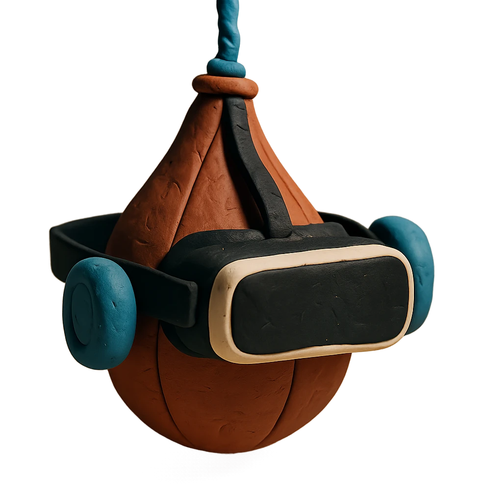 speed bag with VR headbands and headrests emoji