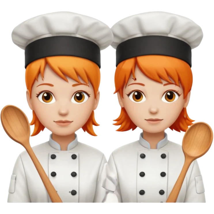 Una chef, pelinaranja de pelo lacio y otra con pelo  emoji