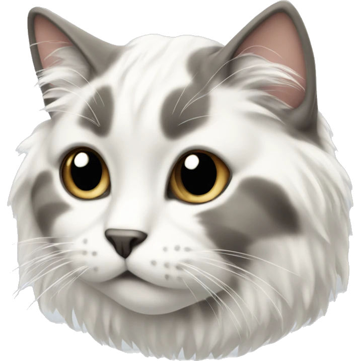 Beige white and grey fluffy cat  emoji