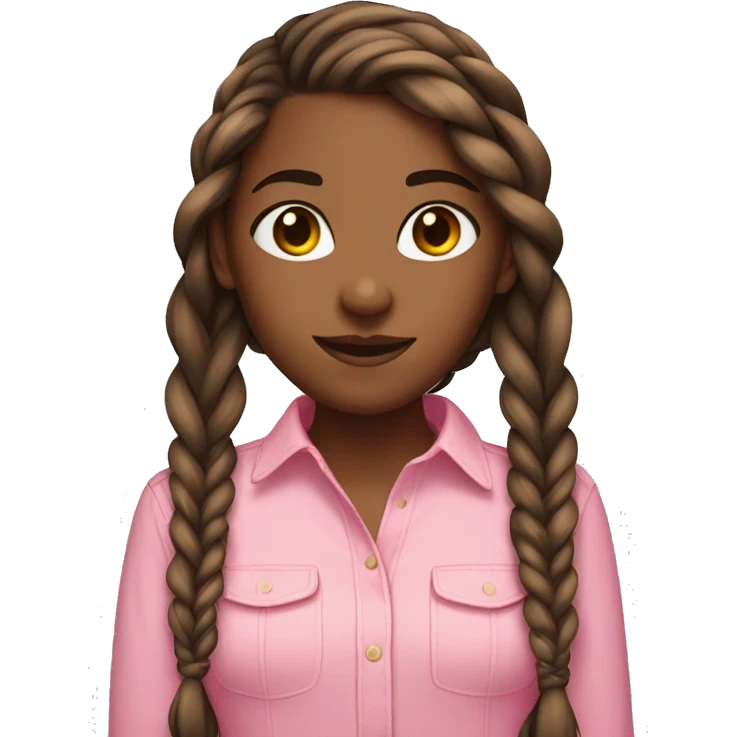 Brown skin girl with shoulder length braids and a pink shirt emoji