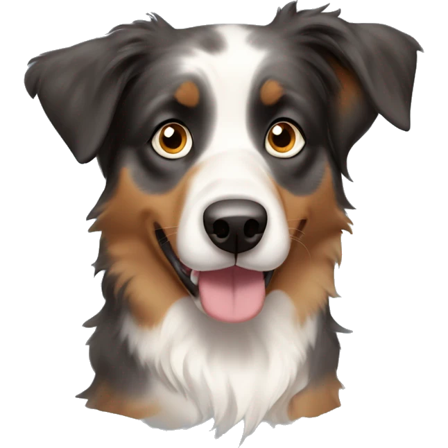 Australian shepherd with light blue eyes dark ears and tan cheeks  emoji