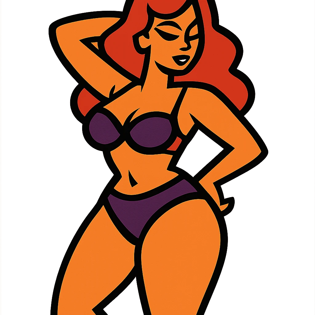 sexy lady, bold and stylized, no text, vibrant toon style, no background emoji
