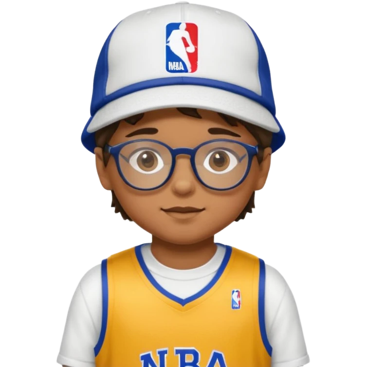 glasses child with hat and nba jersey emoji