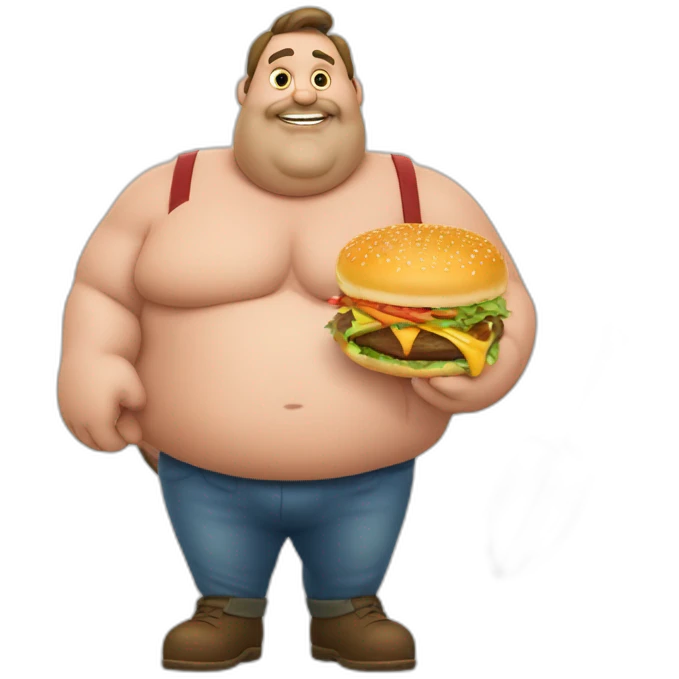 big fat man portuguese with burger and trowel emoji