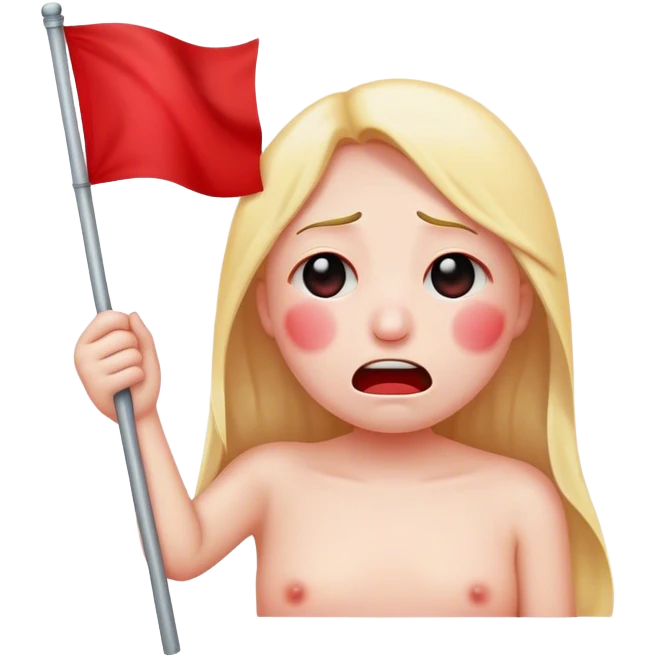 crying emoji holding a plain red flag  emoji