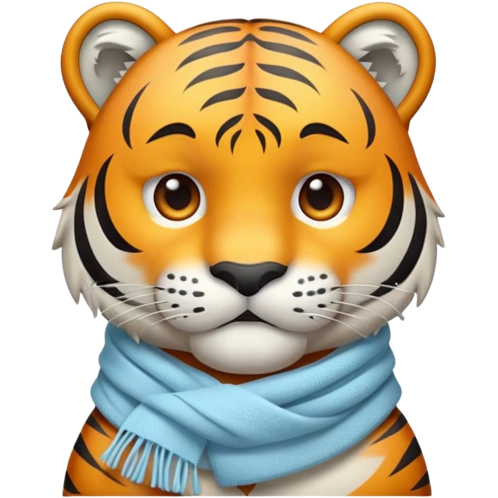 cold tiger face shivering with scarf and frost for Twitch emote emoji