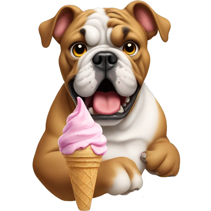 Bulldog eating ice cream emoji