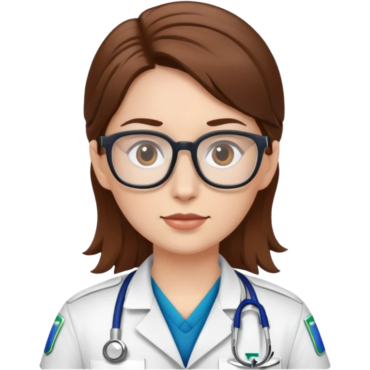Paramédico, piel blanca, lentes cabello castaño  emoji