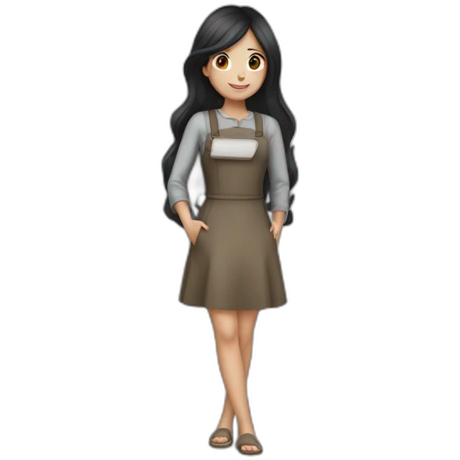 Dark hair girl with a carott emoji