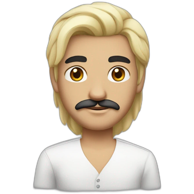 white skin indian in plain white shirt with sleeve up and cool medium length black hair and mustach avatar emoji