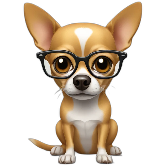 chihuahua wearing glasses reading the newspaper emoji