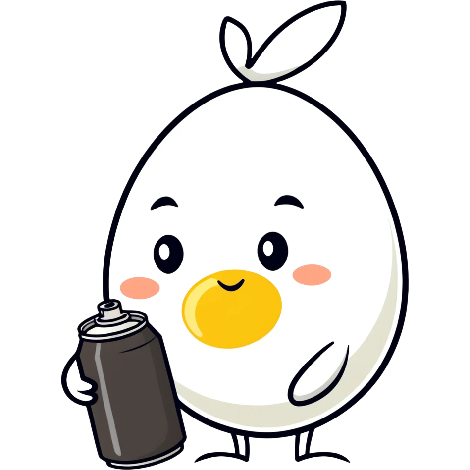 egg holding a can of spray paint emoji