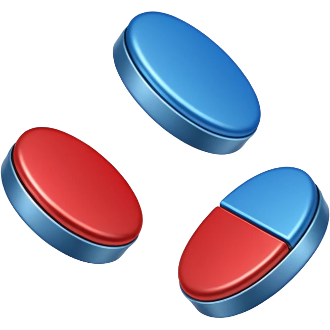 two Magnet Attraction which is in blue and red color emoji