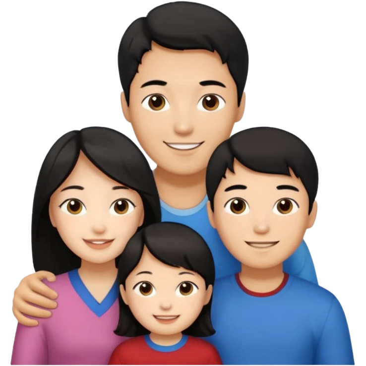 Family korean male x russian female + black hair kid emoji