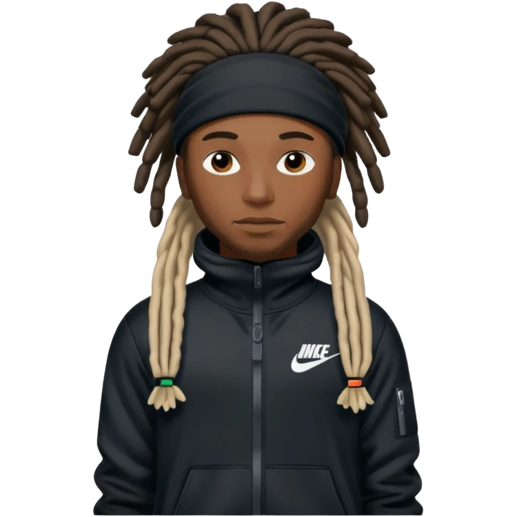 make a black person i nike tech with dreads and ski mask emoji