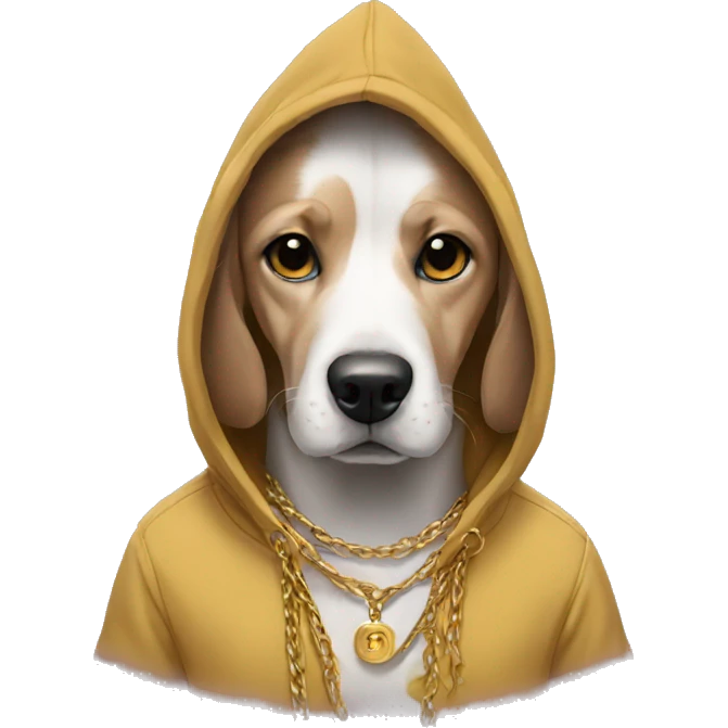 Dog wearing hoodie and gold chain emoji