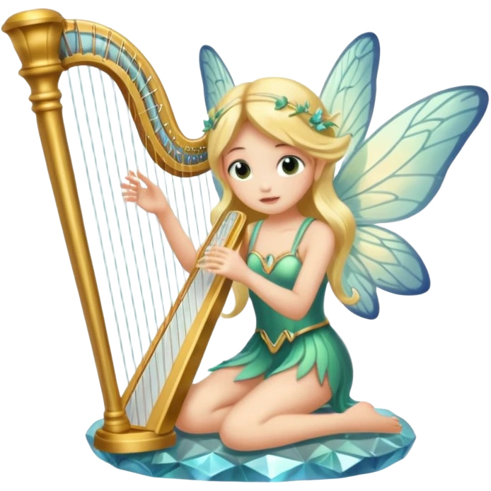 moth-wing fairy playing crystal harp emoji