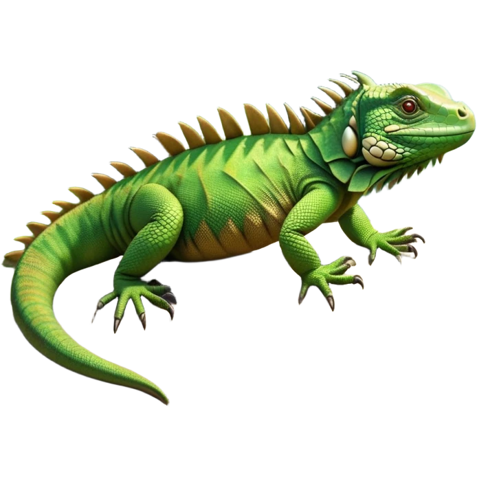 cinematic-iguana-realistic-full-body-basking-emoji,-long-scaly-body-stretched-out-on-a-sunlit-rock,-spiny-ridge-running-down-its-back,-textured-green-and-brown-skin-dappled-with-light,-sharp-intelligent-eyes-studying-the-surroundings,-long-tail-draped-over-the-stone,-simplified-yet-realistic-focused-features,-highly-detailed,-glowing-with-a-warm-tropical-glow

 emoji