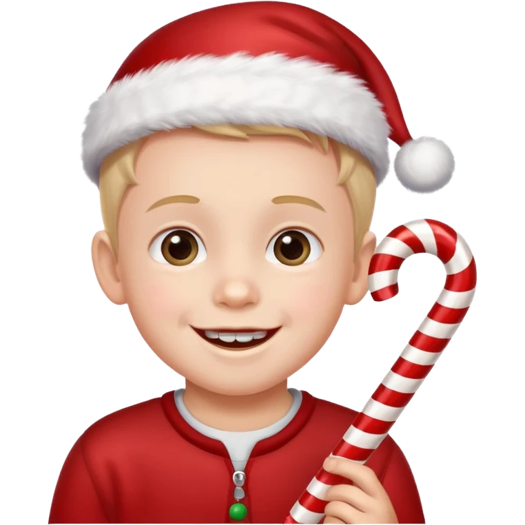 Little boy with candy canes celebrating Christmas emoji