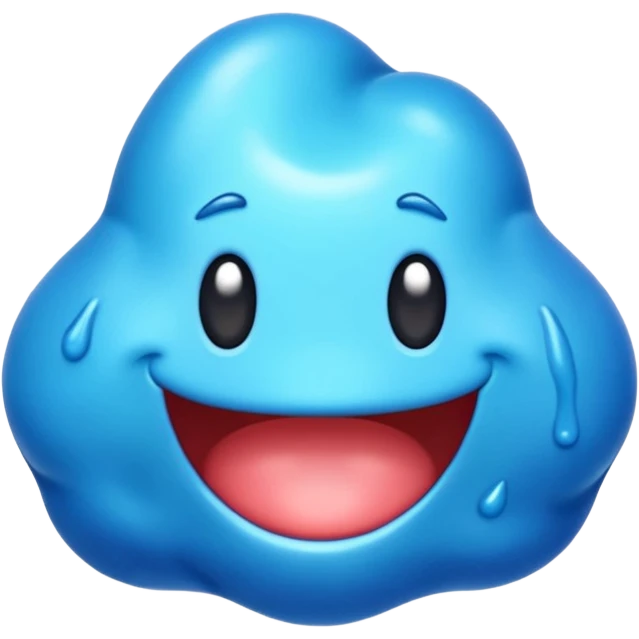 emoji con una textura irregular como un slime y con diferentes tonos de azul emoji