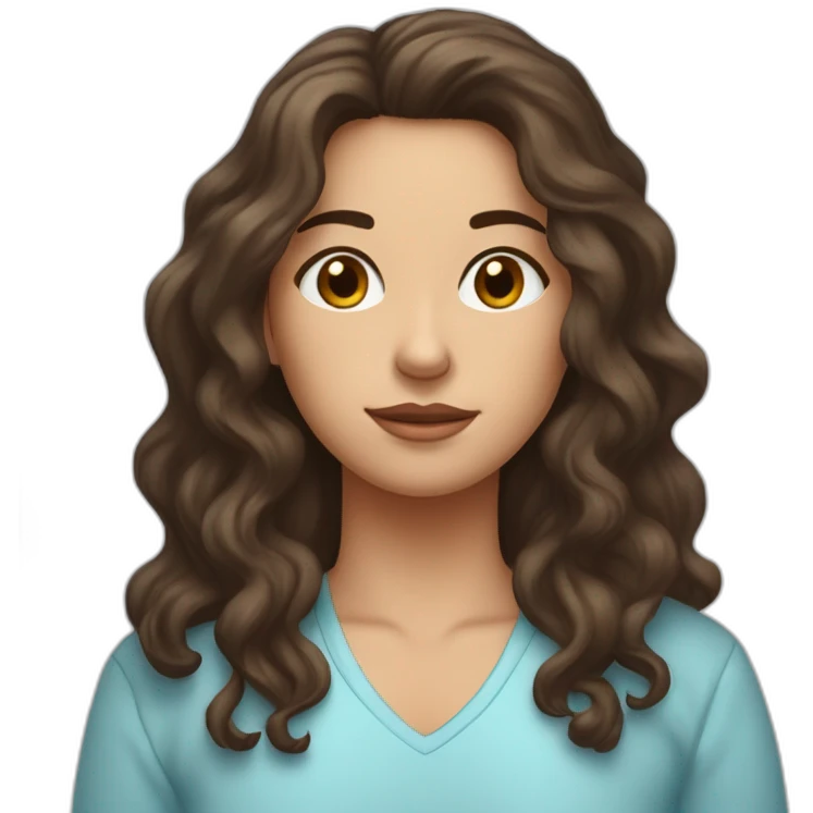 Brunette with wavy hair, brown eyes, 1,58 meterers tall, with her head pressed against a light blue very soft pillow because she’s embarrassed  emoji
