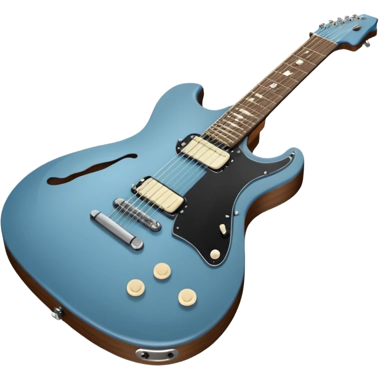 A gray-blue electric guitar with a black pick guard and only one volume knob emoji