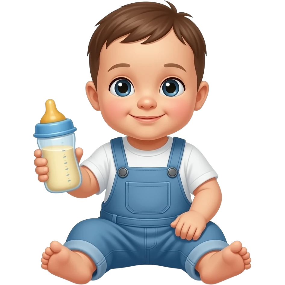 babie sit and feeder in his hand emoji