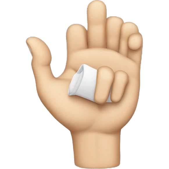 A hand holding a w emoji