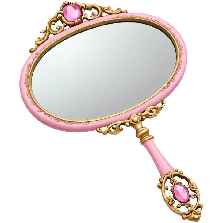 Vintage rococo handmirror pink gold emoji