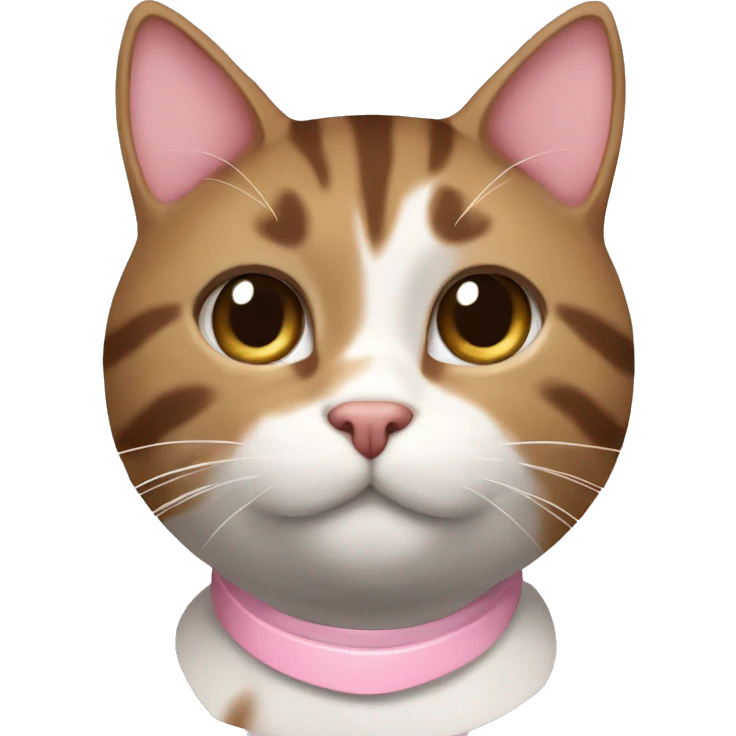 Brown and white tabby cat with light pink collar emoji