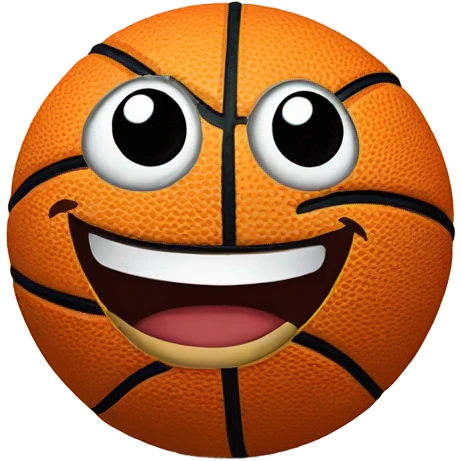 Basketball with a happy face on it emoji