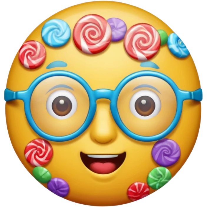 candy with face and glassess emoji